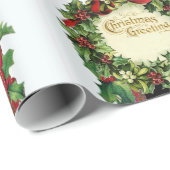 CHRISTMAS CROWNS, BANJO, RED RIBBONS FOTOVORLAGE GESCHENKPAPIER (Rolleneckpunkt)