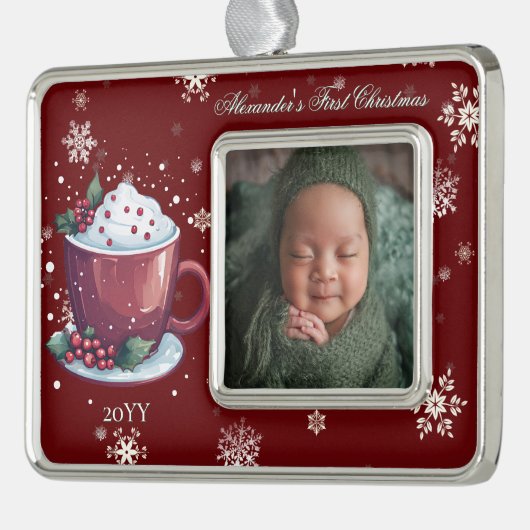 Christmas Cup of Hot Chocolate Photo | Red Rahmen-Ornament Silber (Links)