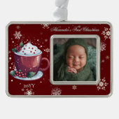 Christmas Cup of Hot Chocolate Photo | Red Rahmen-Ornament Silber (Vorderseite)