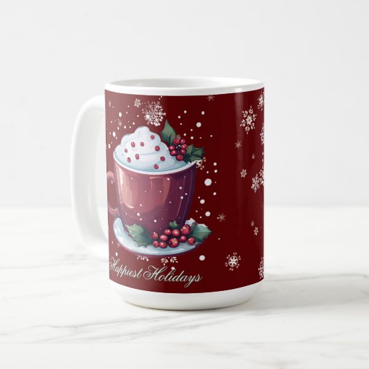 Christmas Cup of Hot Chocolate | Red Coffee Mug Kaffeetasse (Vorderseite Links)