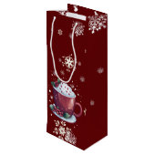 Christmas Cup of Hot Chocolate | Red Geschenktüte Für Weinflaschen (Rückseite Schrägansicht)