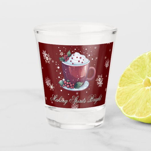 Christmas Cup of Hot Chocolate | Red Shot Glass Schnapsglas (Vorderseite)