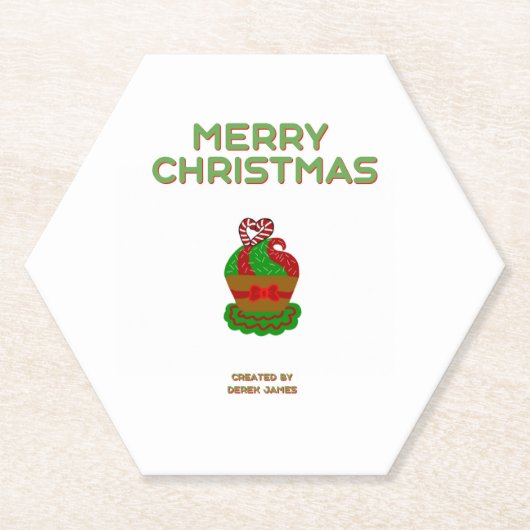 Christmas Cupcake Hexagon Paper Untersetzer (Vorderseite)