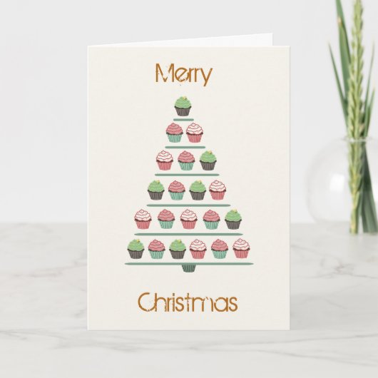 Christmas Cupcake Stand Card Feiertagskarte (Vorderseite)