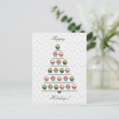 Christmas Cupcake Tree Stand Postcard Feiertagspostkarte (Stehend Vorderseite)