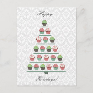 Christmas Cupcake Tree Stand Postcard Feiertagspostkarte