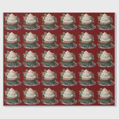 Christmas Cupcake White Zuckerguss Holly Red Berri Geschenkpapier (Flach)