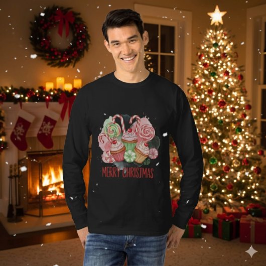 Christmas Cupcakes and Candy Merry Christmas T-Shirt