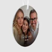 Christmas Custom 2-photo White Script Ornament (Vorderseite)