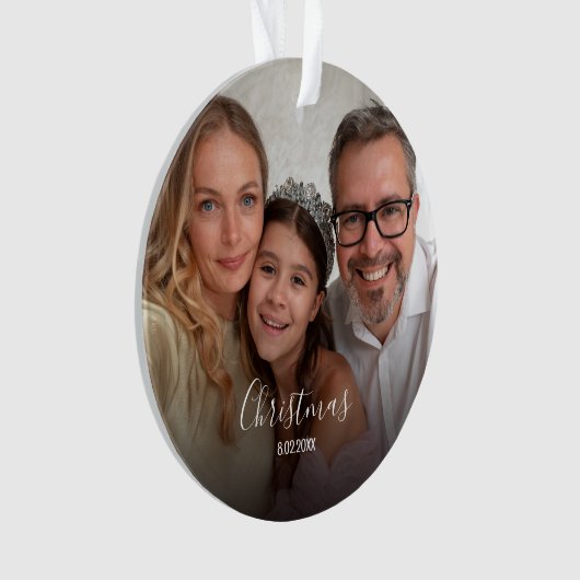  Christmas Custom 2-photo White Script Ornament (Vorderseite)