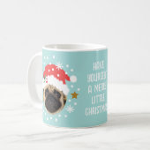 Christmas Custom Foto Funny Elf Santa Pet Blau Kaffeetasse (Vorderseite Links)