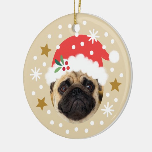 Christmas Custom Foto Niedlich Santa Elf Funny Bei Keramik Ornament (Links)