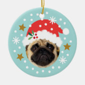 Christmas Custom Foto Niedlich Santa Elf Funny Blu Keramik Ornament (Vorne)