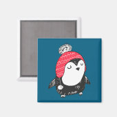 Christmas Cute Baby Penguin Wearing Winter Hat W_e Magnet (Vorderseite/Rückseite)