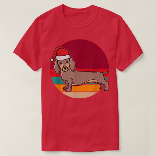 Christmas Cute Dachshund Sausage Dog Puppy Wearing T-Shirt (Design vorne)