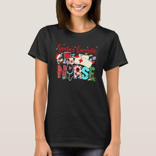Christmas Cute Favorite Nurse Stethoscope Leopard T-Shirt (Vorderseite)