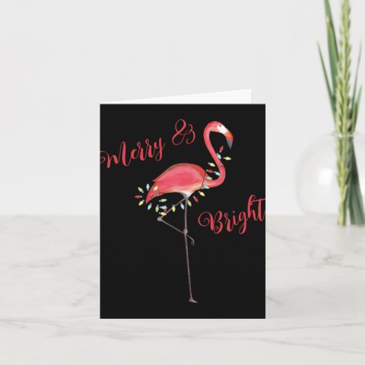 Christmas Cute Nk Flamingo String Lights T Shirt Karte (Vorderseite)