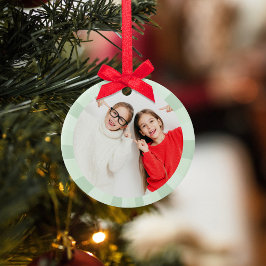 Christmas Cute Photo Green Whimsical Fun Keramik Ornament