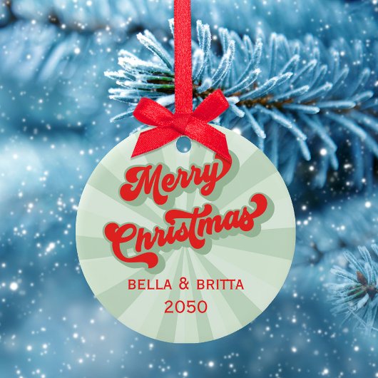 Christmas Cute Photo Green Whimsical Fun Keramik Ornament