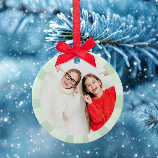 Christmas Cute Photo Green Whimsical Fun Keramik Ornament