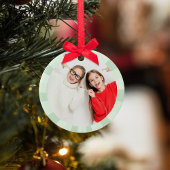 Christmas Cute Photo Green Whimsical Fun Keramik Ornament