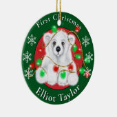 Christmas cute polar bear cub red green lights  keramik ornament (Rechts)