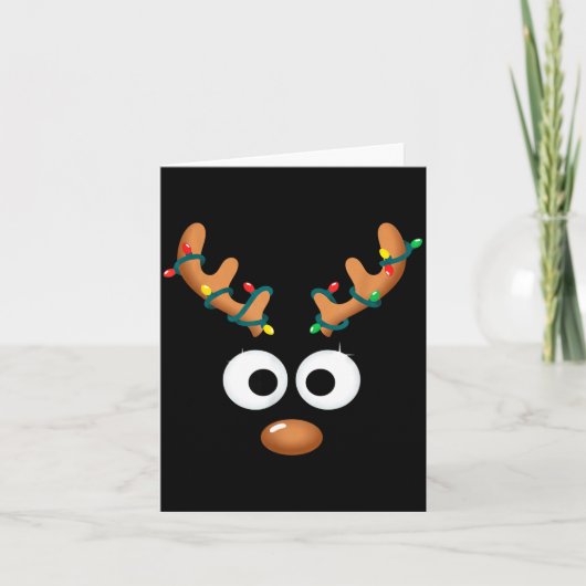 Christmas Cute Reindeer Face Antlers Wrapped In Li Karte (Vorderseite)