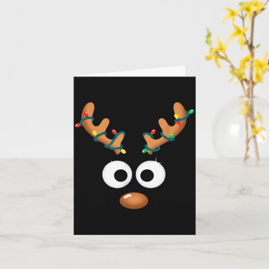 Christmas Cute Reindeer Face Antlers Wrapped In Li Karte (Gelbe Blume)