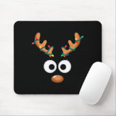 Christmas Cute Reindeer Face Antlers Wrapped In Li Mousepad (Mit Mouse)