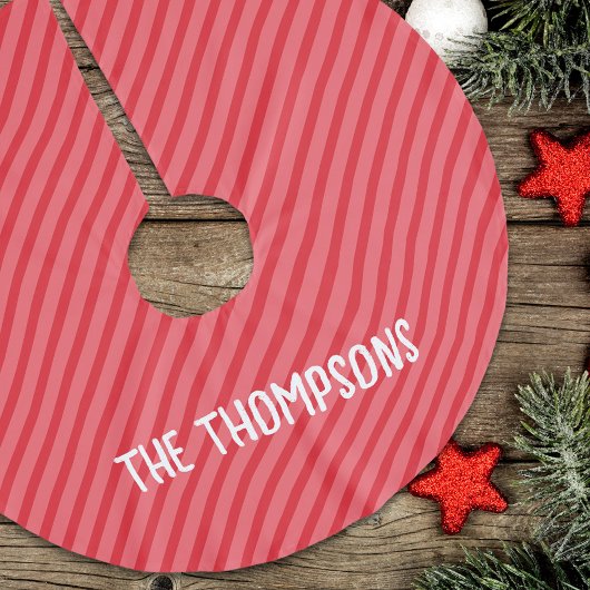 Christmas Cute Whimsical Red Stripes Holiday Polyester Weihnachtsbaumdecke