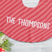 Christmas Cute Whimsical Red Stripes Holiday Polyester Weihnachtsbaumdecke