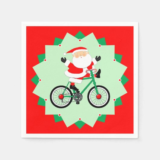 Christmas Cyclist Holiday Biking Party Serviette (Vorderseite)