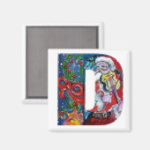 CHRISTMAS D BRIEF / SANTA MIT VIOLIN MONOGRAM MAGNET (Vorderseite/Rückseite)