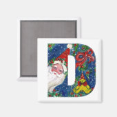CHRISTMAS D BRIEF / SANTA RED RIBBON MONOGRAMM MAGNET (Vorderseite/Rückseite)