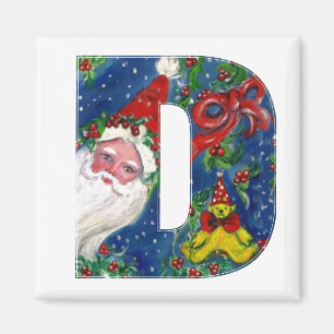CHRISTMAS D BRIEF / SANTA RED RIBBON MONOGRAMM MAGNET