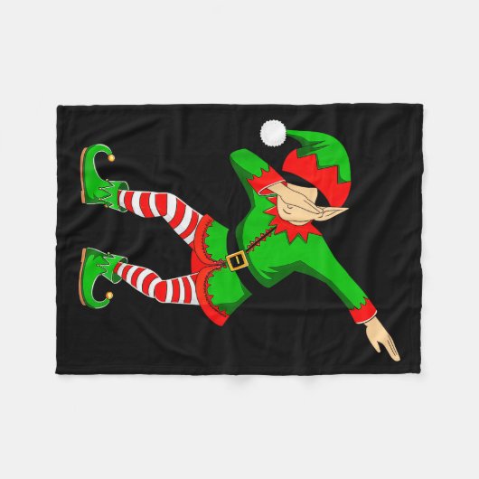 Christmas Dabbing Elf Santa Hat Boys Girls Kids Xm Fleecedecke (Vorderseite (Horizontal))
