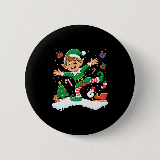 Christmas Dabbing Elf Tree Lights Boys Kids Dab Xm Button (Vorderseite)