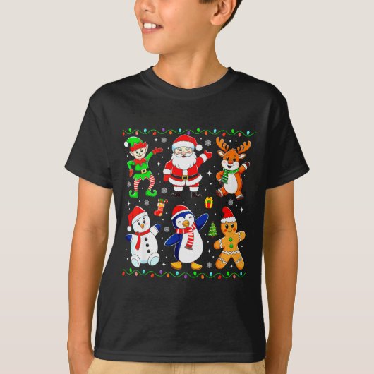 Christmas Dabbing Santa Elf Friends Boys Girls Men T-Shirt (Vorderseite)