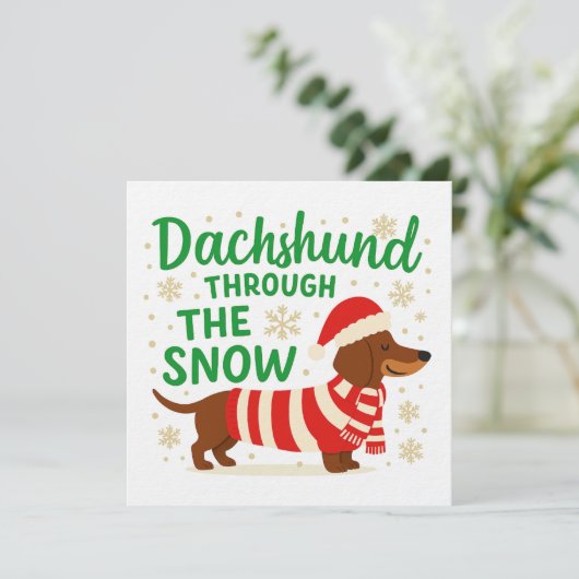 Christmas Dachshund Card/Invitation Einladung (Stehend Vorderseite)