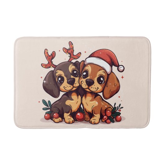 Christmas Dachshund Dogs Badematte (Vorderseite)