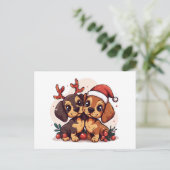 Christmas Dachshund Dogs Feiertagspostkarte (Stehend Vorderseite)