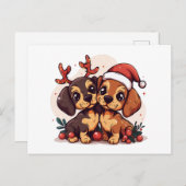 Christmas Dachshund Dogs Feiertagspostkarte (Vorne/Hinten)
