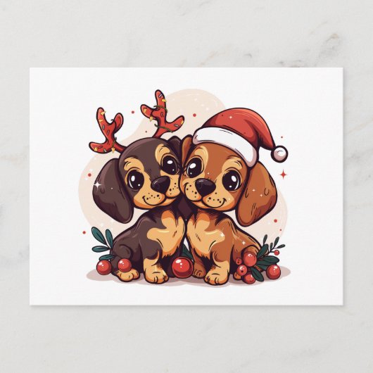 Christmas Dachshund Dogs Feiertagspostkarte (Vorderseite)