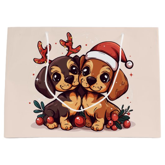 Christmas Dachshund Dogs Große Geschenktüte (Vorderseite)