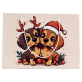 Christmas Dachshund Dogs Große Geschenktüte (Rückseite)
