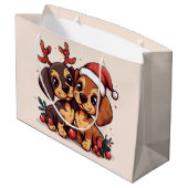 Christmas Dachshund Dogs Große Geschenktüte (Rückseite Schrägansicht)