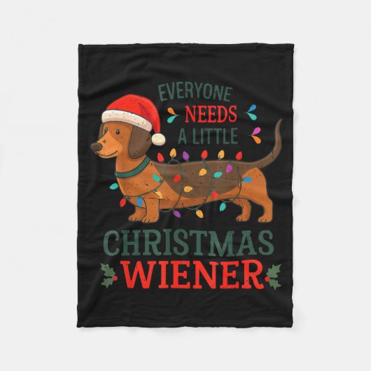 Christmas Dachshund Everyone Need Weiner Dog Pajam Fleecedecke (Vorderseite)