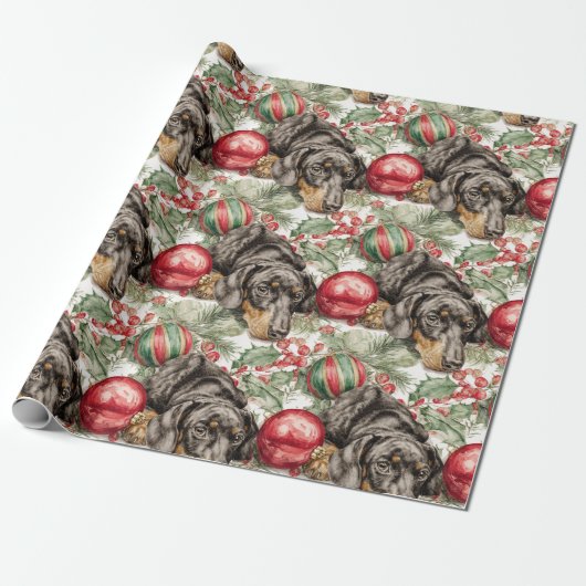 Christmas Dachshund Geschenkpapier (Ungerollt)