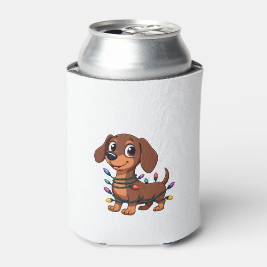 Christmas Dachshund Lights (1) Dosenkühler (Kanne Vorderseite)