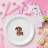 Christmas Dachshund Lights (1) Pappteller (Party)